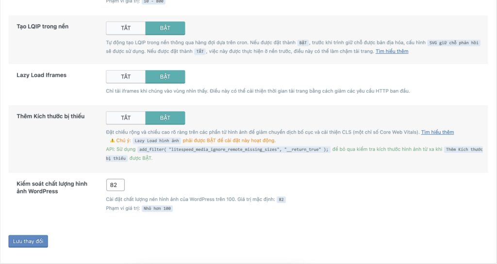 Cài đặt Lazy Load Media Cài đặt Lazy Load Media