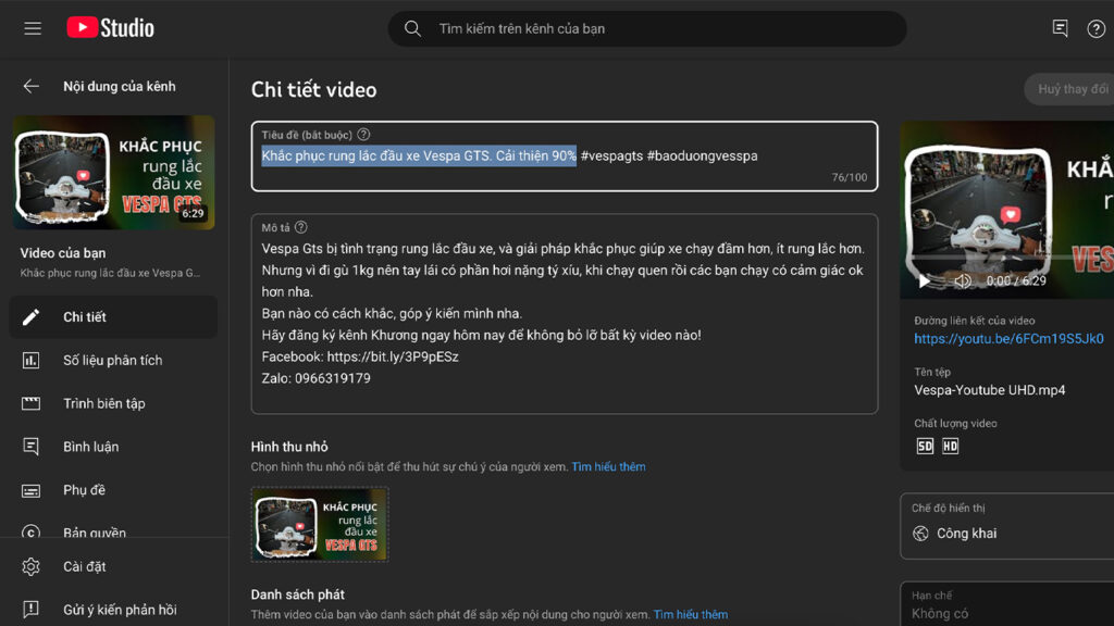 Cách đặt tiêu đề cho youtube