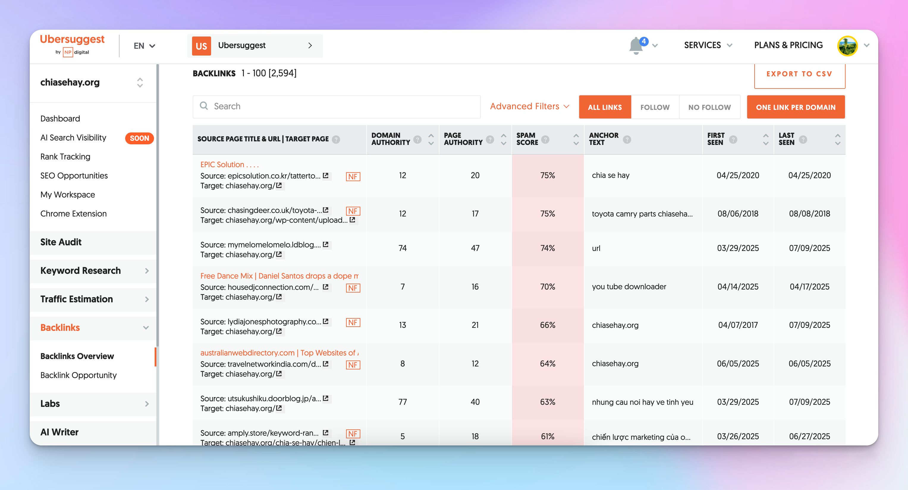 Loại bỏ backlink spam