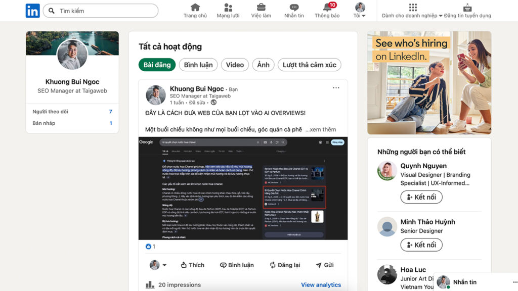 Các bài đăng linkedin