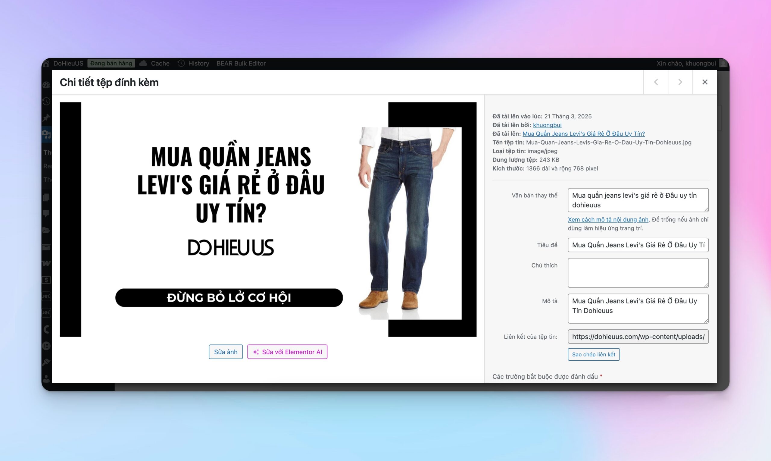 Thay đổi tiêu đề hình ảnh