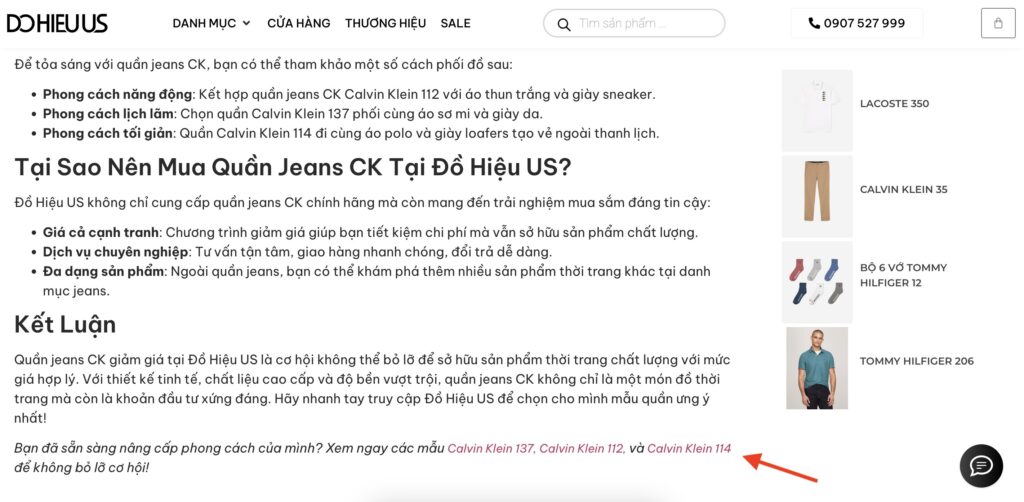 Ví dụ internal link CTA sản phẩm Ví dụ internal link CTA sản phẩm