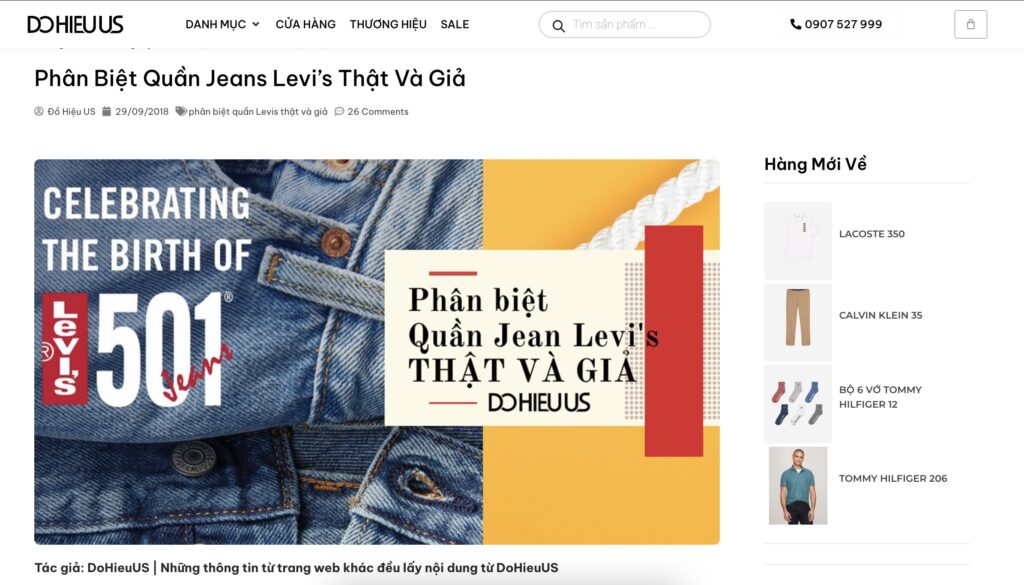Bài viết phân biệt hàng giả và thật