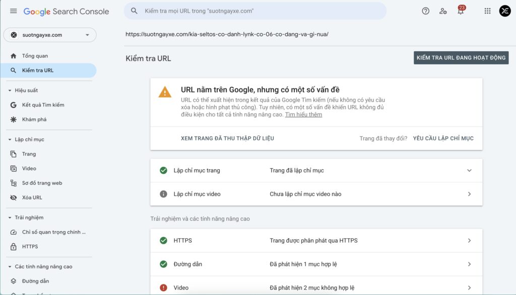 Lập chỉ mục bài viết bằng Google Search Console