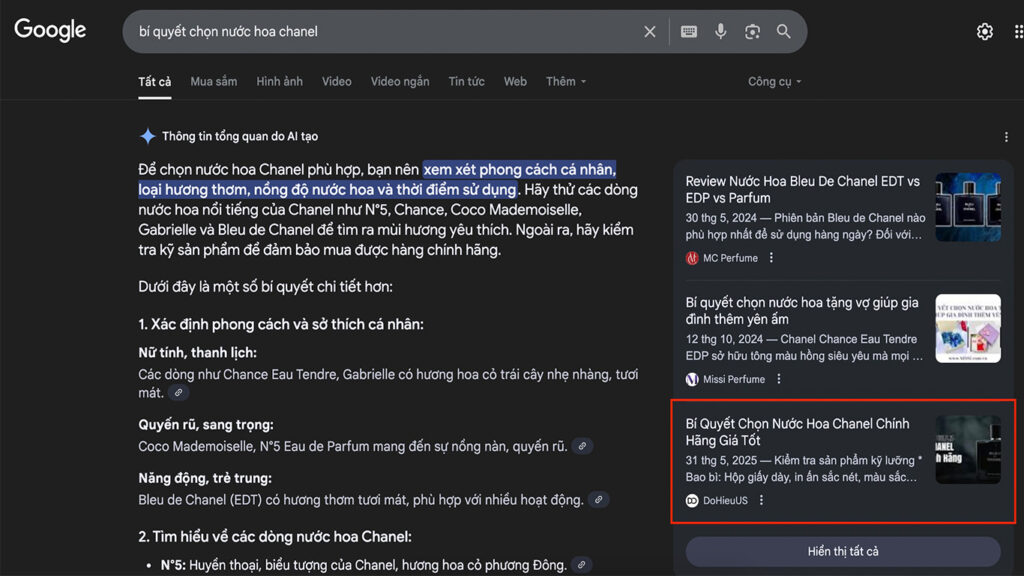 Bài viết nước hoa lên top google