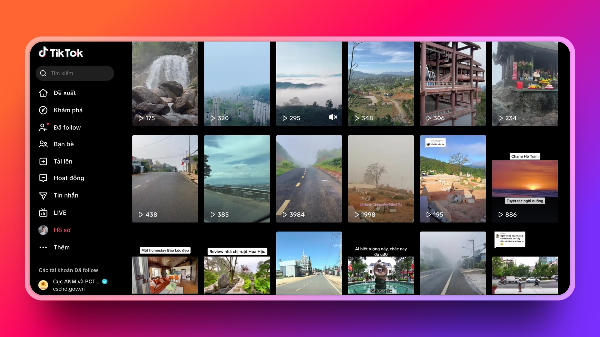 Kênh tiktok rất ít lượt xem