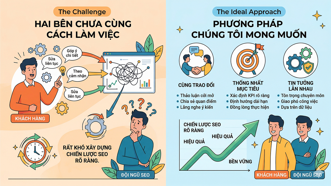 Hai bên chưa cùng cách làm việc