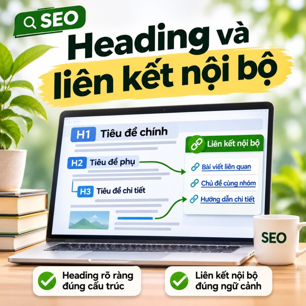 Infographic SEO Heading và liên kết nội bộ