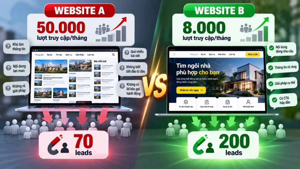 So sánh website Lưu lượng và chuyển đổi